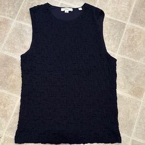 Vince Textured Navy Tank Top